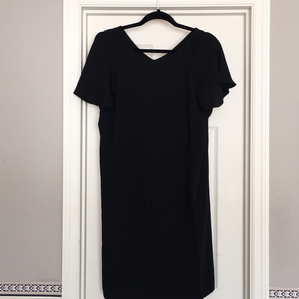 NWT Flutter Back Little Black Shift Dress Loft